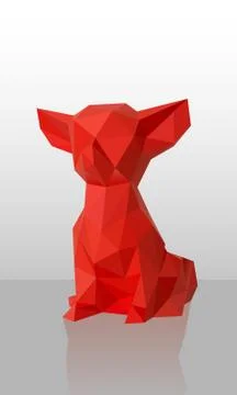 Vector Red Low-poly dog Stock Illustration