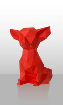 Vector Red Low-poly dog Stock Illustration
