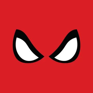 Vector red mask white eyes cartoon logo superhero background. Cartoon head Stock Illustration