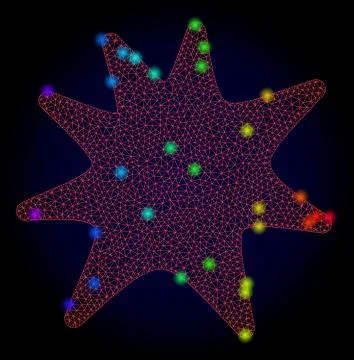 Vector Red Mesh Exploding Boom with Rainbow Colored Glare Spots イラスト素材