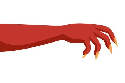 Vector Red Monster Hand with Sharp Claws Illustration. Halloween Horror Creature Stock Illustration