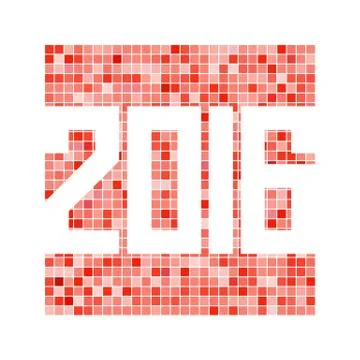 Vector red mosaic background with 2016 figures Stock Illustration
