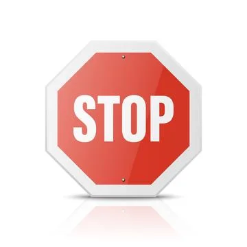 Vector Red Octagonal Glossy Prohibition Stop Sign - Warning, Danger Sign Frame Illustration