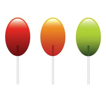 Vector red, orange and green oval lollipop Stock Illustration