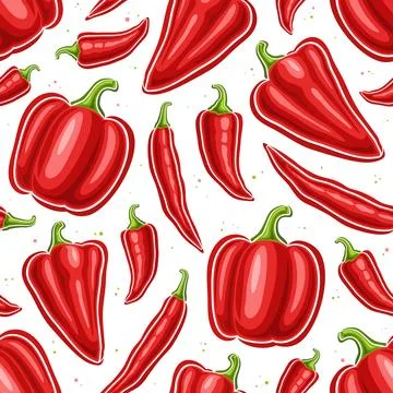 Vector Red Pepper Seamless Pattern Stock Illustration