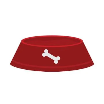 Vector red pets bowls for dry food and water. Solid and flat color design. Illustrazione stock