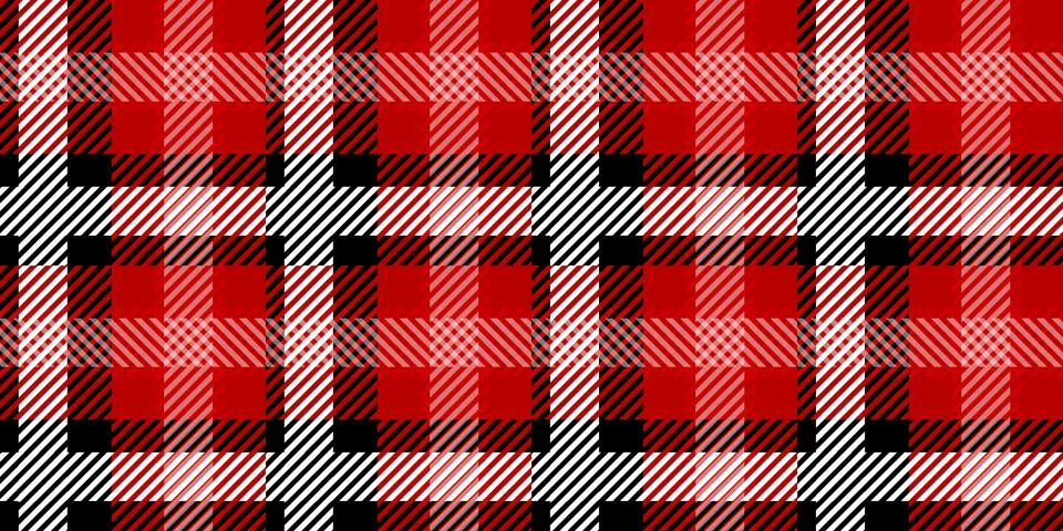 Vector Red Plaid Check Seamless Pattern in Geometric Abstract Style Can be used Stock Illustration