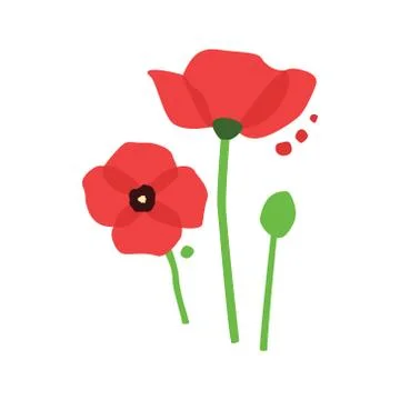 Vector red poppy with dots Stock Illustration