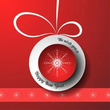 Vector red poster of Happy New Year with gradient backround, red and white Ch Stock Illustration