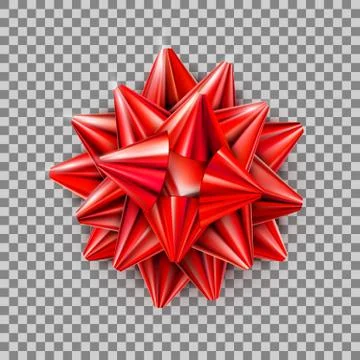 Vector Red Realistic Bow with Ribbons Isolated on Transparent Background Stock Illustration