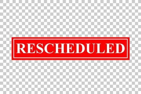 Vector Red Rectangle Rubber Stamp Effect, Rescheduled, re-scheduled Illustrazione stock