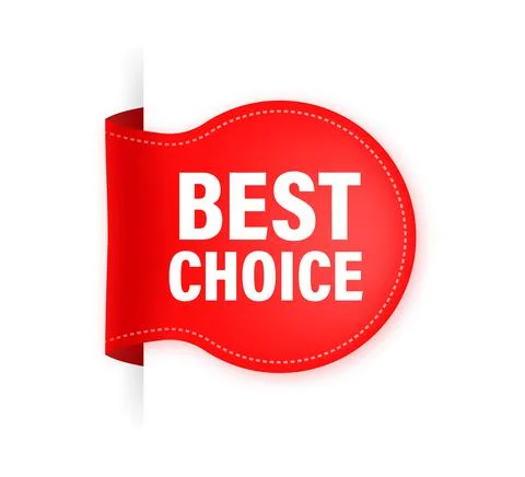 Vector red ribbon. Best choice guaranteed label. 库存插图
