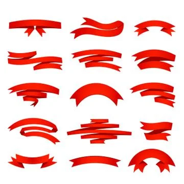 Vector red ribons set, isolaten on background 스톡 일러스트