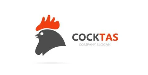 Vector of red rooster and cock logo combination. Chinese year symbol or icon Stock Illustration