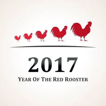 Vector red rooster, symbol of 2017. The emblem the New Year according to the Stock Illustration