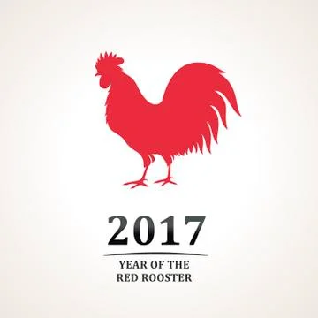 Vector red rooster, symbol of 2017. The emblem the New Year according to the Stock Illustration