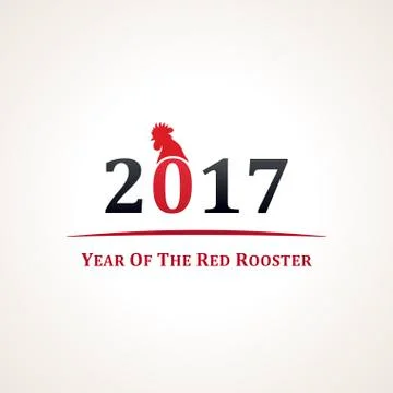 Vector red rooster, symbol of 2017. The emblem the New Year according to the Stock Illustration
