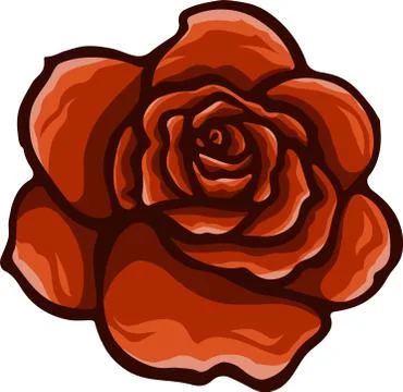 Vector Red rose cartoon style on white background 스톡 일러스트