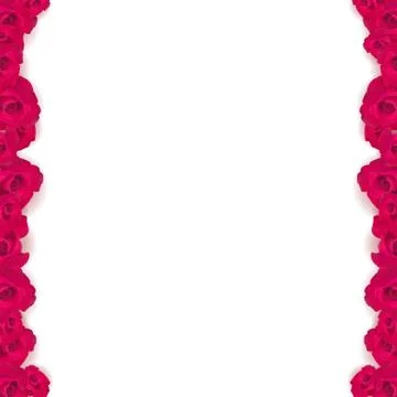 Vector Red roses frame with shadows on white background.EPS 10 Stock Illustration