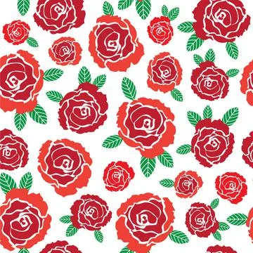 Vector red roses seamless pattern illustration Stock Illustration