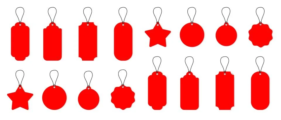 Vector red sale tag with string isolated on white background, perfect for price Stock Illustration