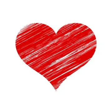 Vector Red Scratched Heart Icon Over White Stock Illustration