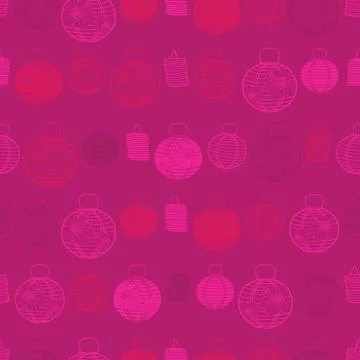 Vector red seamless pattern with paper lanterns. Suitable for textile, gift wrap Stock Illustration