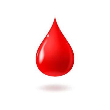 Vector red shiny blood drop on white background. 3d realistic render vector i Illustrazione stock