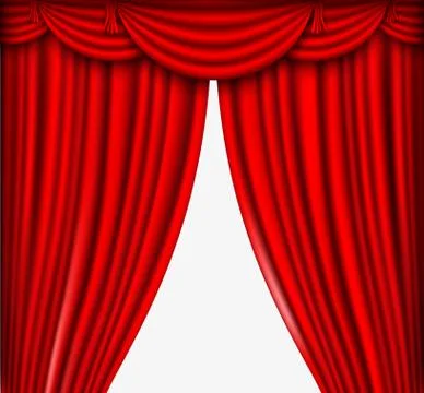 Vector red silk curtain with shadows and pelmet Illustrazione stock