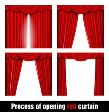 Vector red silk curtain with shadows and pelmet Stock Illustration