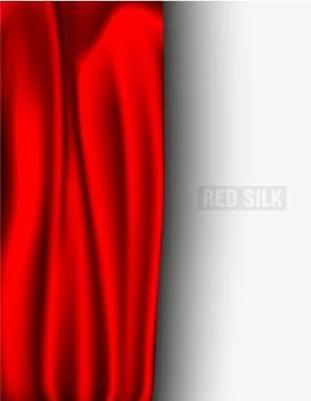 Vector red silk curtain with shadows and pelmet Stock Illustration