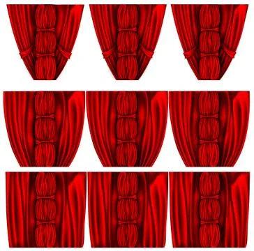Vector red silk curtain with shadows and pelmet Stock Illustration