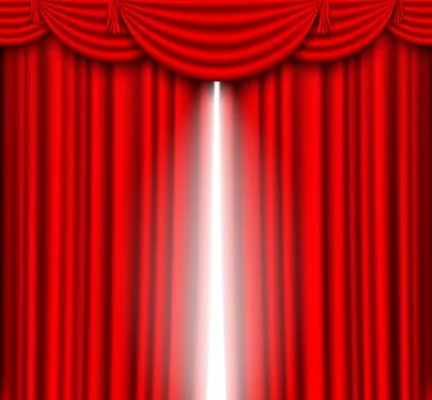 Vector red silk curtain with shadows and pelmet Stock Illustration