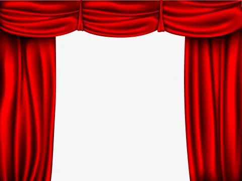 Vector red silk curtain with shadows and pelmet Illustrazione stock