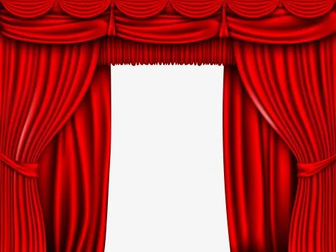 Vector red silk curtain with shadows and pelmet Illustrazione stock