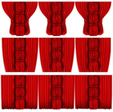 Vector red silk curtain with shadows and pelmet Stock Illustration