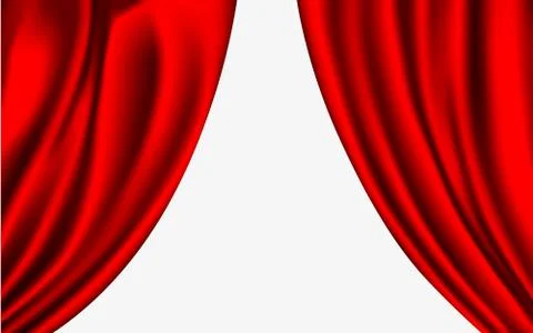 Vector red silk curtain with shadows and pelmet Stock Illustration