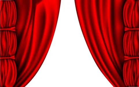 Vector red silk curtain with shadows and pelmet Illustrazione stock