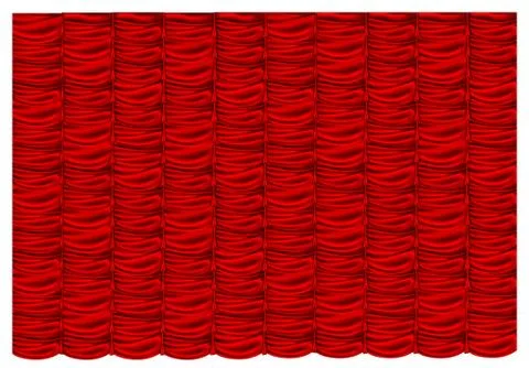 Vector red silk curtain with shadows and pelmet Stock Illustration