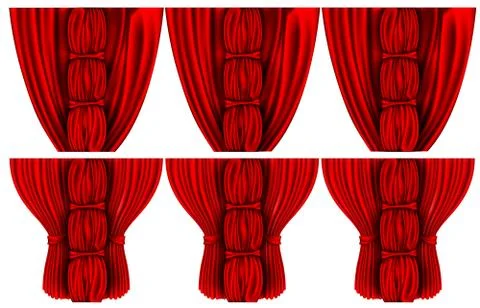 Vector red silk curtain with shadows and pelmet Stock Illustration