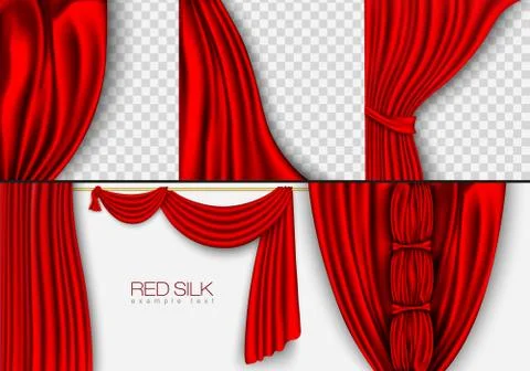 Vector red silk curtain with shadows and pelmet Stock Illustration