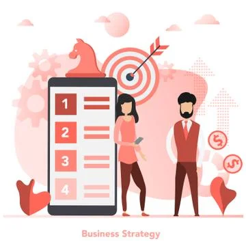 Vector red square concept of business strategy in flat style Stock Illustration