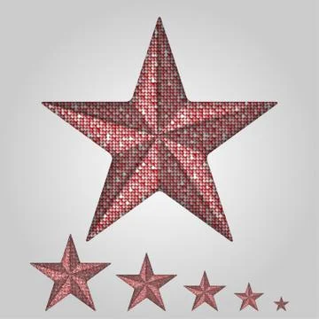 Vector red star with elements of sequins. 스톡 일러스트