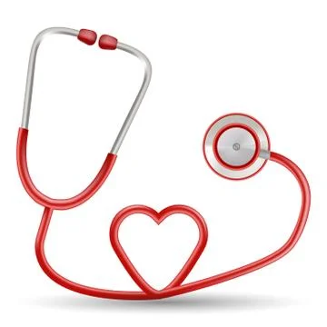 Vector Red Stethoscope In Shape Of Heart Isolated On A White Background Stock Illustration