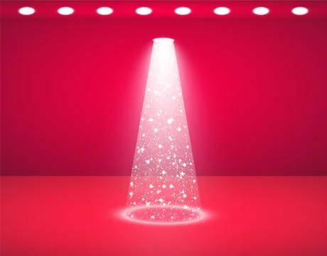 Vector red studio and Lights Shiny Christmas tree Isolated on Transparent Stock Illustration