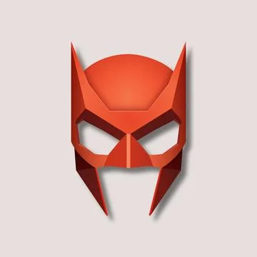 Vector Red Super Hero Mask. Face Character, Superhero Comic Book Mask Closeup Stock-Illustration