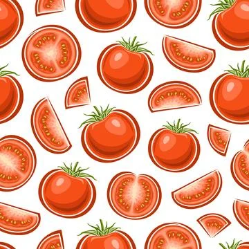 Vector Red Tomato seamless pattern Illustrazione stock