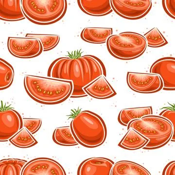 Vector Red Tomato seamless pattern Stock Illustration