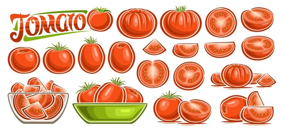 Vector Red Tomato Set Stock Illustration