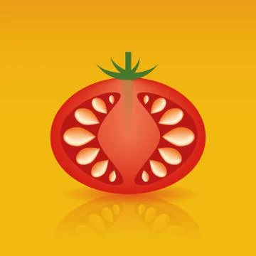 Vector red tomato on the yellow background Stock Illustration